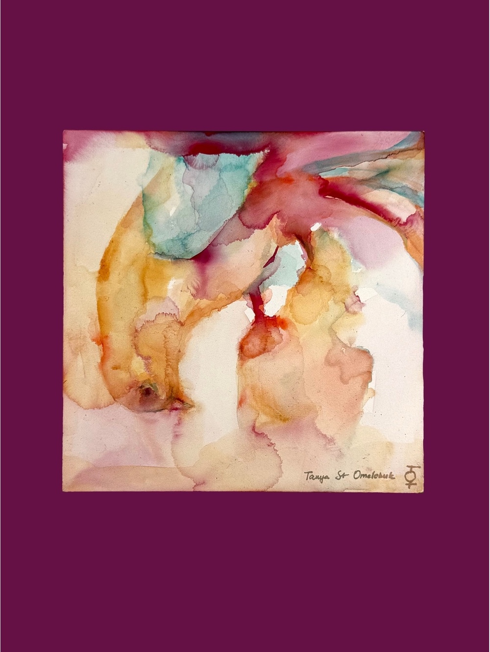 Contemporary Original Watercolor Ethereal Bird Painting 5x5 inches Modern Art